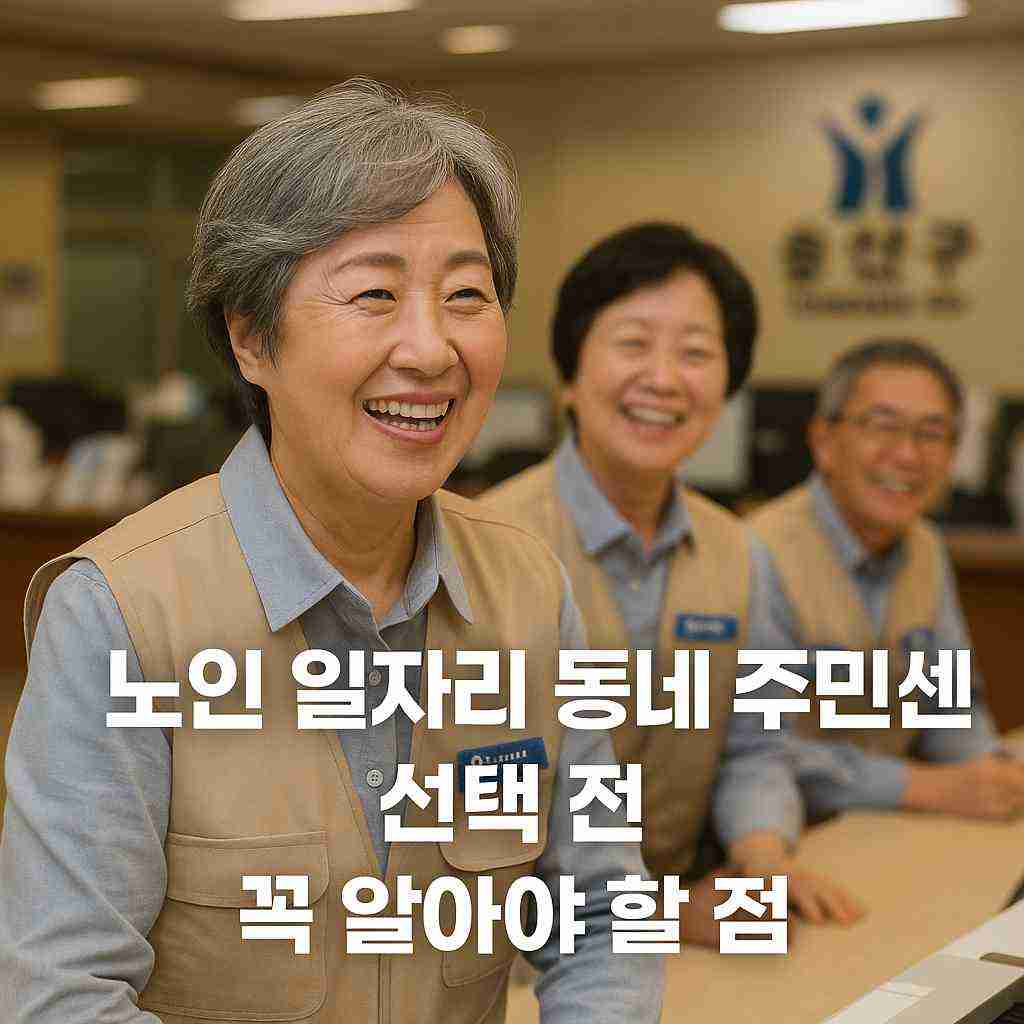 노인 일자리 동네 주민센터 선택 전 꼭 알아야 할 점