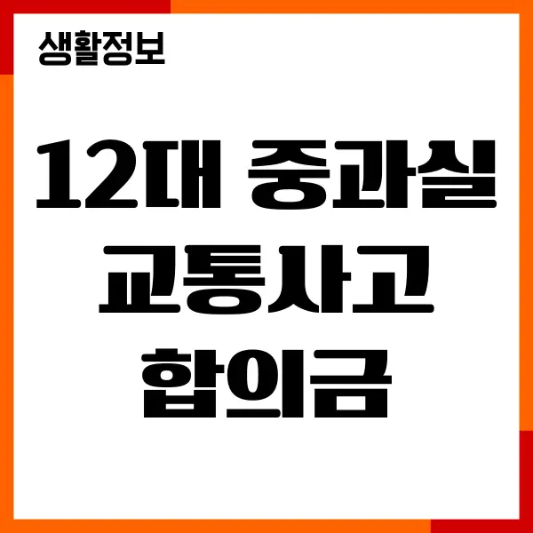 12대 중과실 교통사고 합의금, 보험금 지급 절차, 유의사항