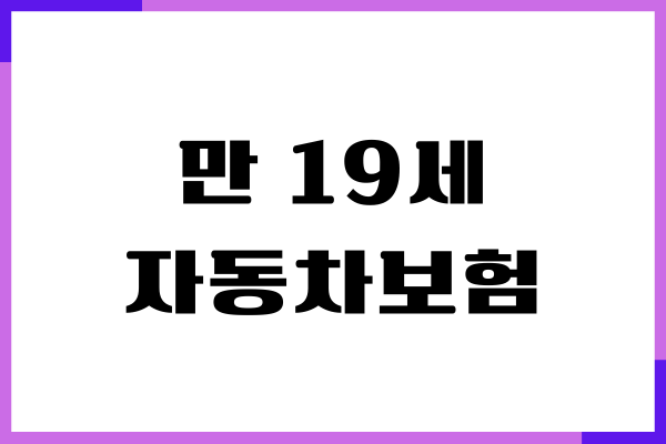 만 19세 자동차보험 가입방법, 보험료 조회, 가입조건
