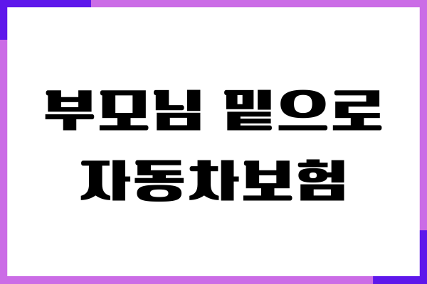 부모님 밑으로 자동차보험 경력인정 받는 방법, 보험가입