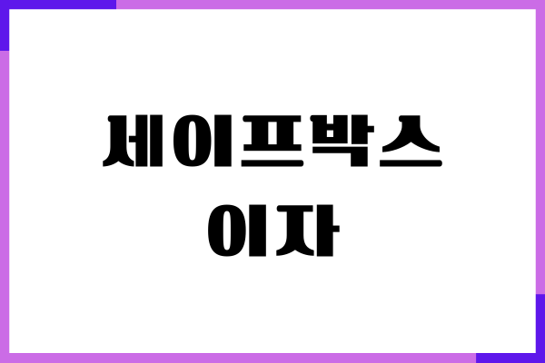 카카오뱅크 세이프박스 이자, 입출금 방법, 저축한도