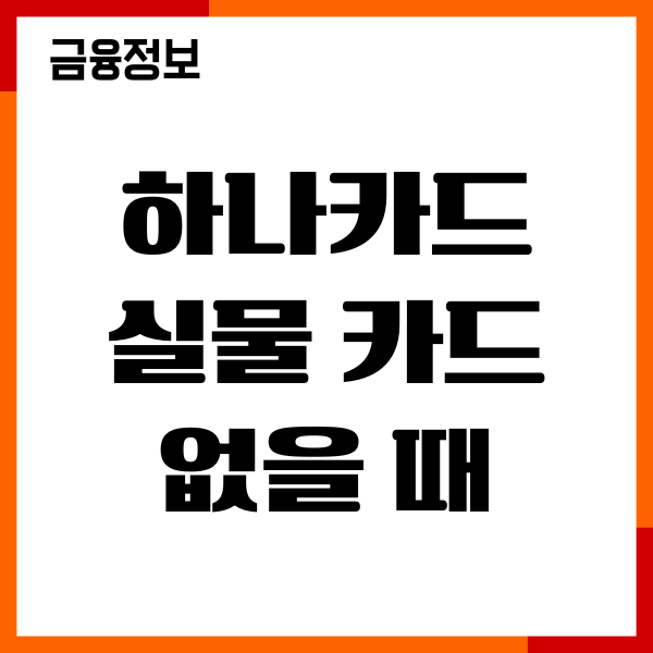 하나카드 실물 카드 없을 때 CVC 번호 조회, 해결 방법